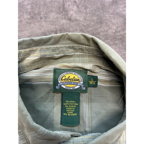 Cabelas Green Plaid Short Sleeve Button Up Shirt Mens L Reg - Picture 4 of 5